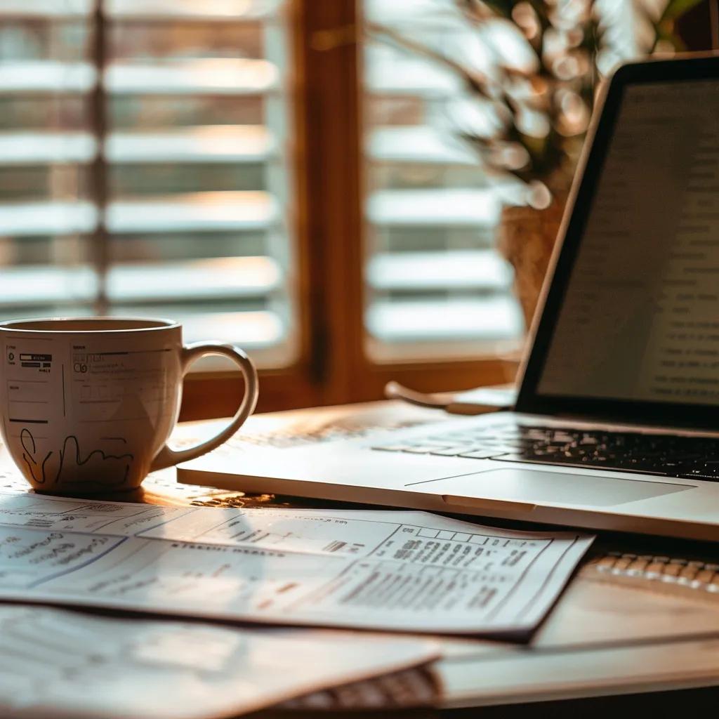 Building permit application process in a cozy home office setting