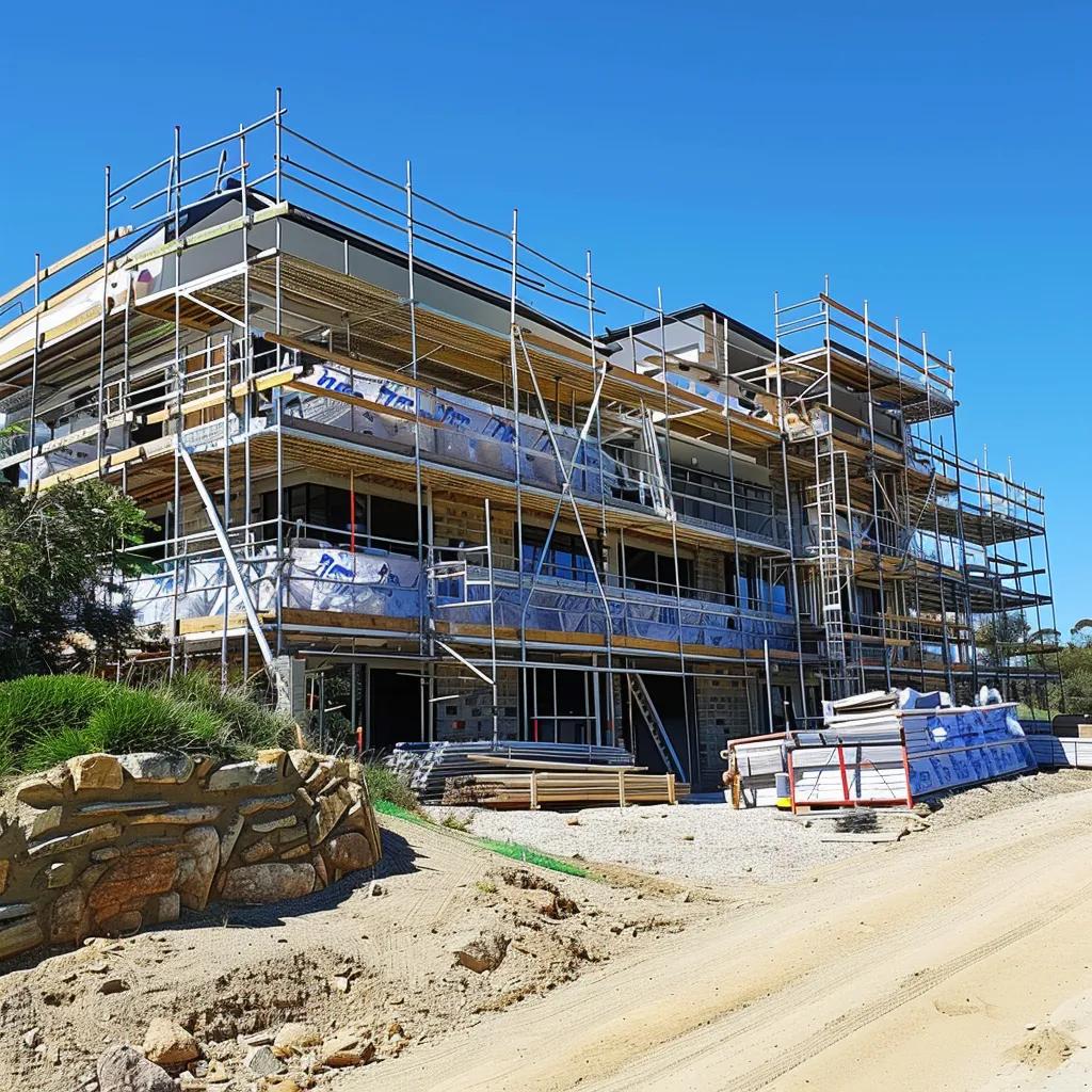 Modern home construction in Burnie showcasing builders at work
