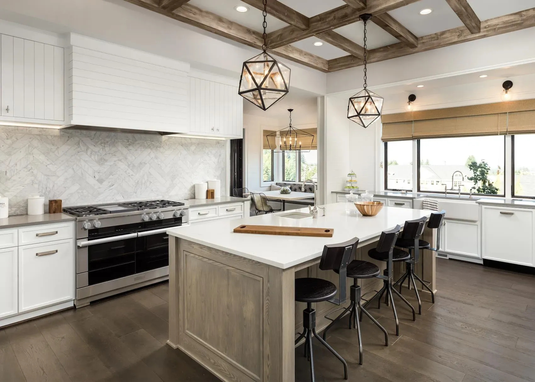 Visual comparison of a large kitchen renovation and a small bathroom remodel emphasizing project size