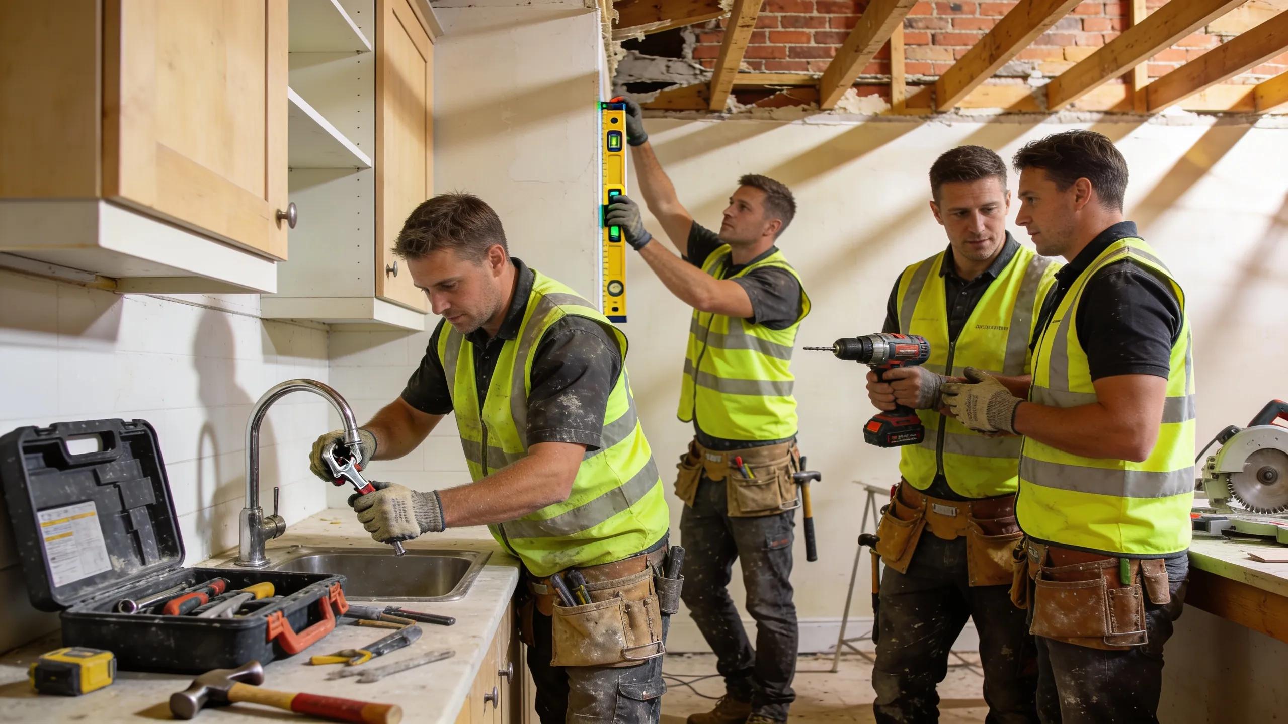 Skilled contractors actively working on a renovation site in Devonport, reflecting the impact of labour rates on renovation pricing
